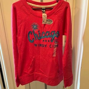 Hot Pink Soft NWT Chicago Windy City Embroidered Blue Ring Spin Cotton Perrin MD